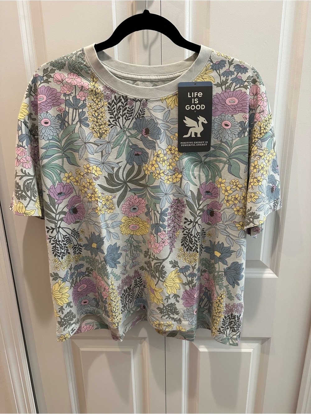 Life Is Good Women's Floral Short-Sleeve 100% Cotton Crusher Tee NEW w tag XL